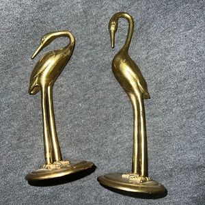 Elegant Brass Crane Figurines